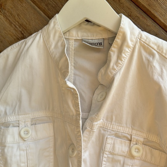 Chico’s white utility jacket size 2 large 12 - Picture 2 of 6